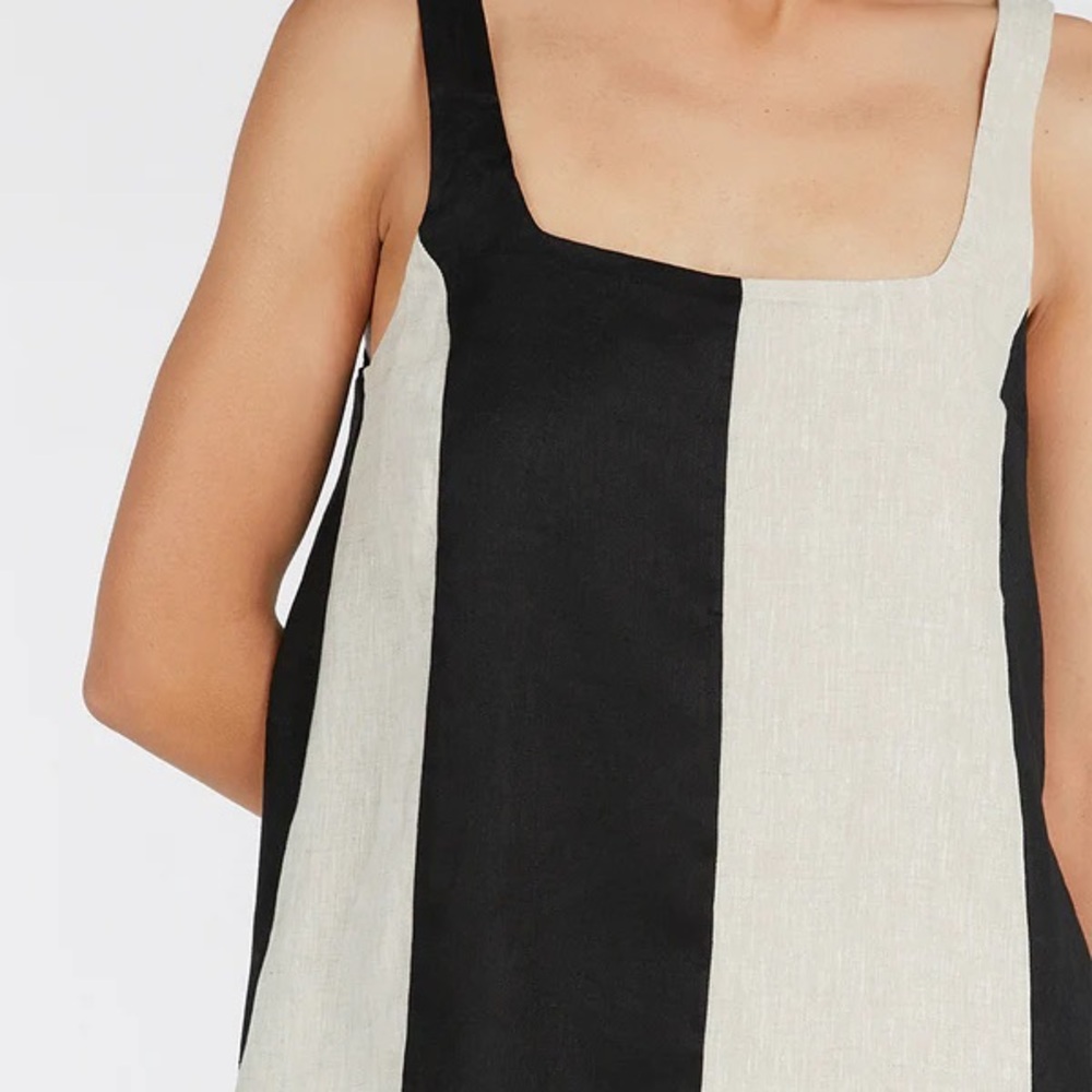 DISSH | AGI NATURAL COLOR BLOCK LINEN MINI DRESS - Picture 4 of 12